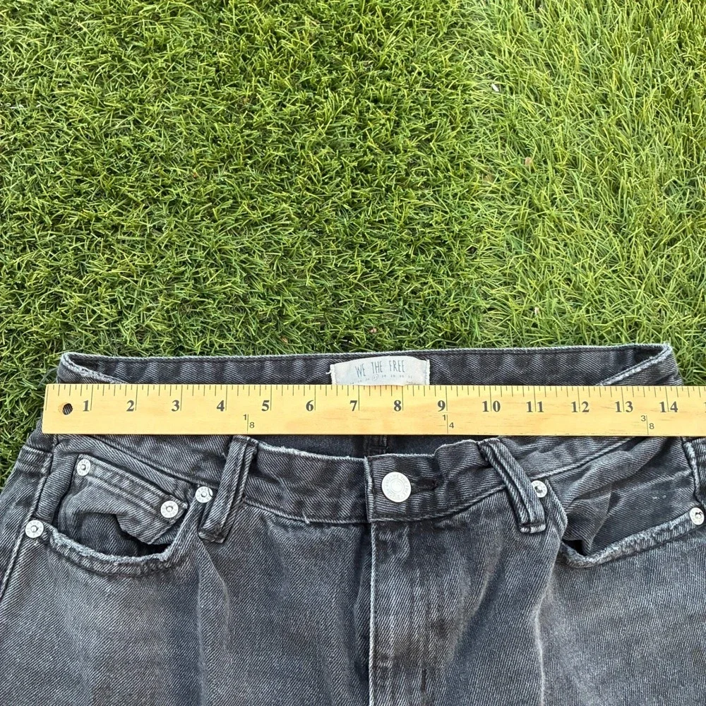 Free People We The Free 28x30 Black Flare Jeans Raw Hem Faded Denim Y2K Emo Goth